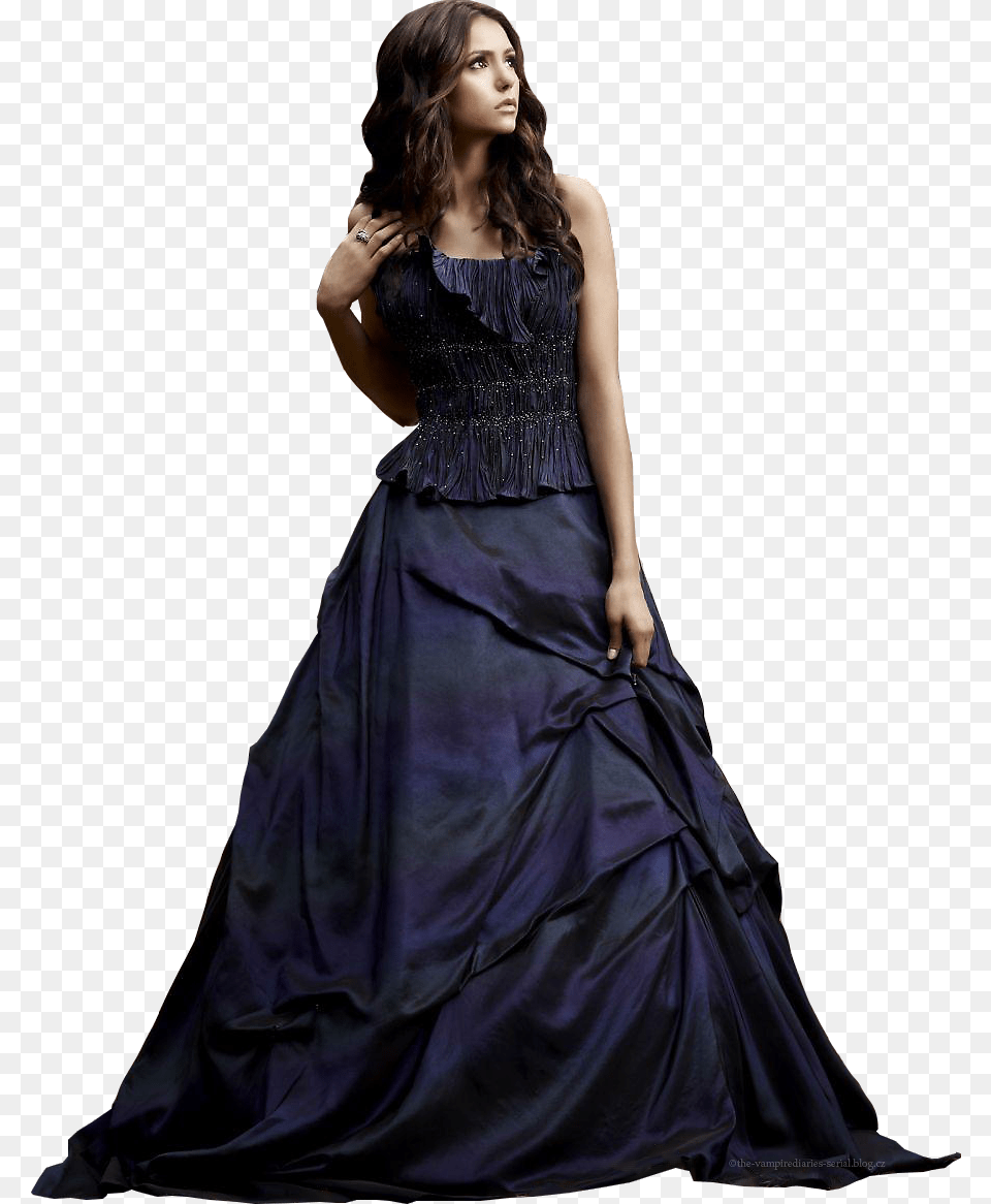 Elena Gilbert In A Purple Ball Gown Sc 1 St Lookbook Nina Dobrev With A Crown, Formal Wear, Clothing, Dress, Evening Dress Png Image