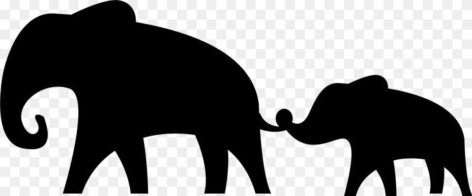 Elephant African Animal Silhouette, Gray Free Png Download