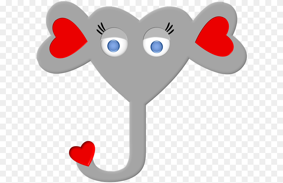 Elephant Animal Heart Grey Design Love Cute Animaux En Coeur, Electronics, Hardware Free Png Download