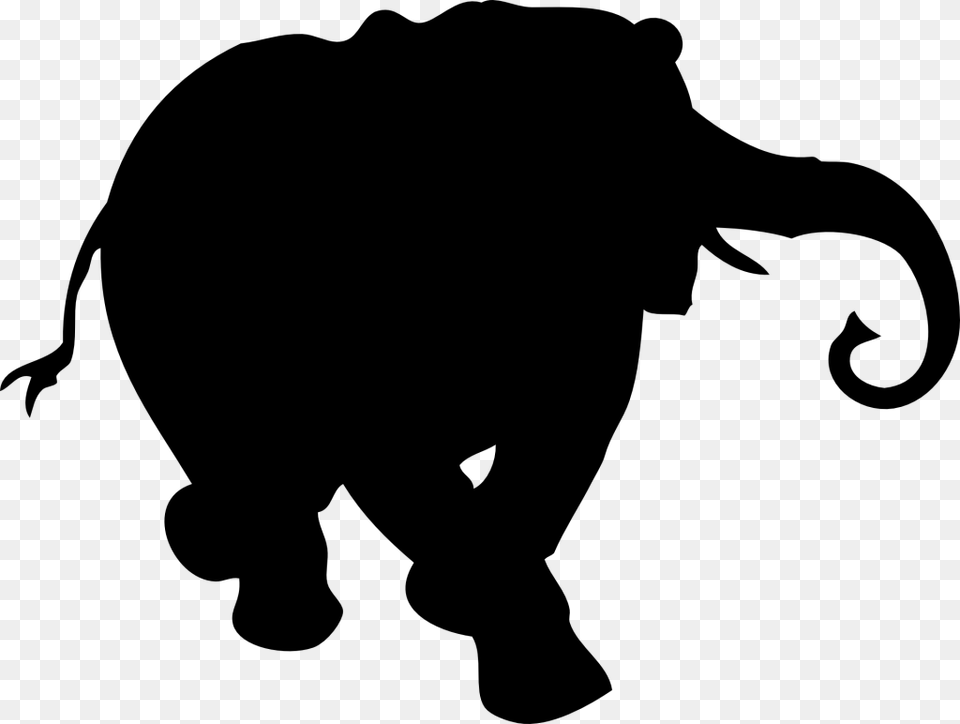 Elephant Black Running Mammal Wildlife African Animal Silhouettes Clip Art, Gray Free Png