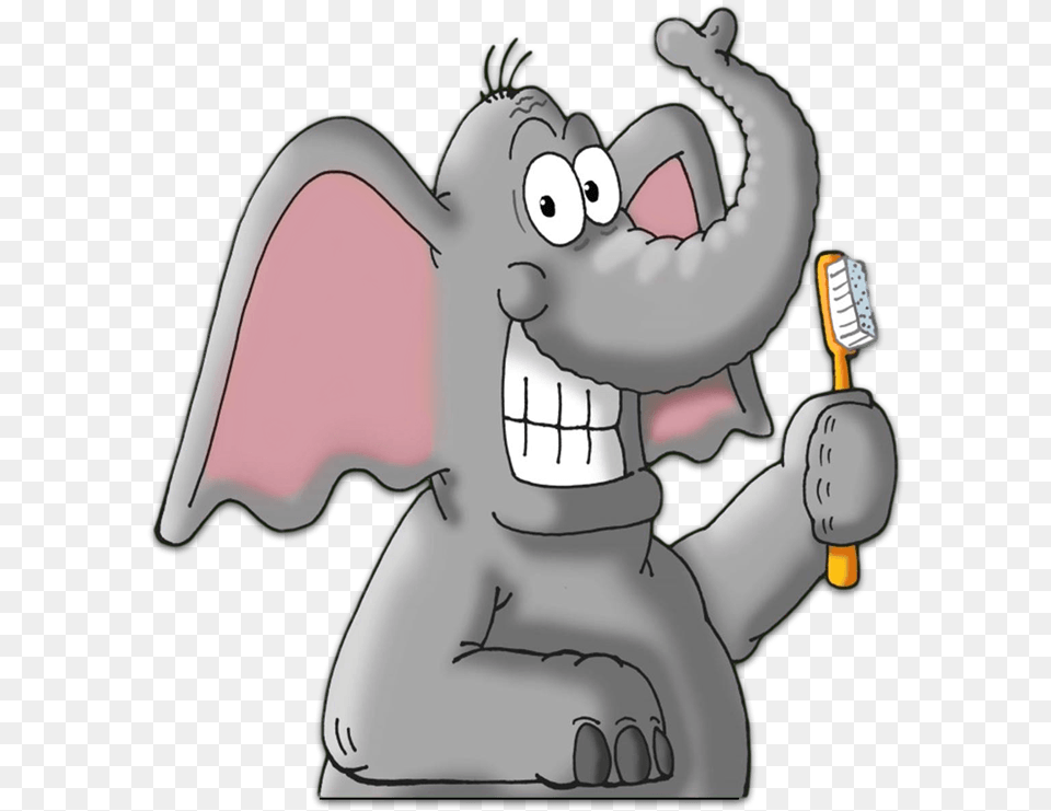 Elephant Brushing Teeth Clipart Elephant With Teeth Cartoon, Baby, Person Free Png