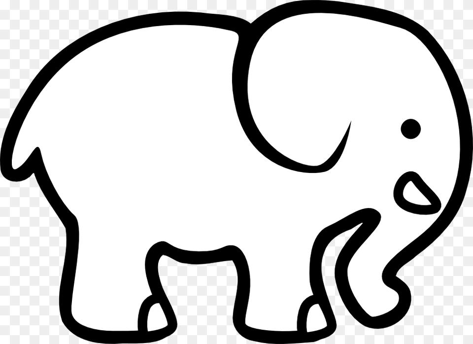 Elephant Clip Art Black And White, Animal, Mammal, Wildlife, Stencil Png