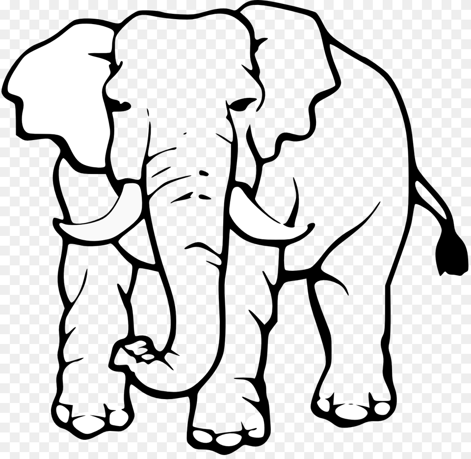 Elephant Clipart Black And White, Animal, Wildlife, Mammal, Baby Free Png Download