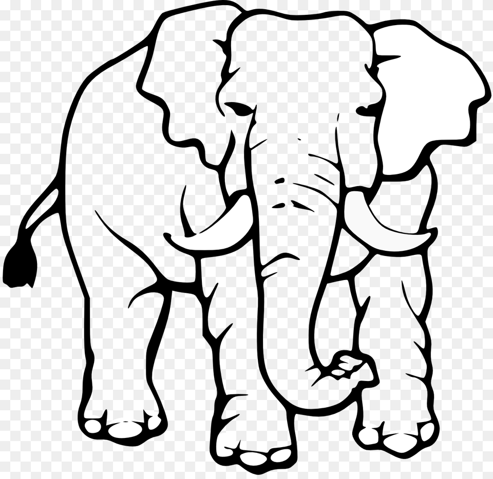 Elephant Clipart Black And White, Animal, Mammal, Wildlife, Baby Free Png