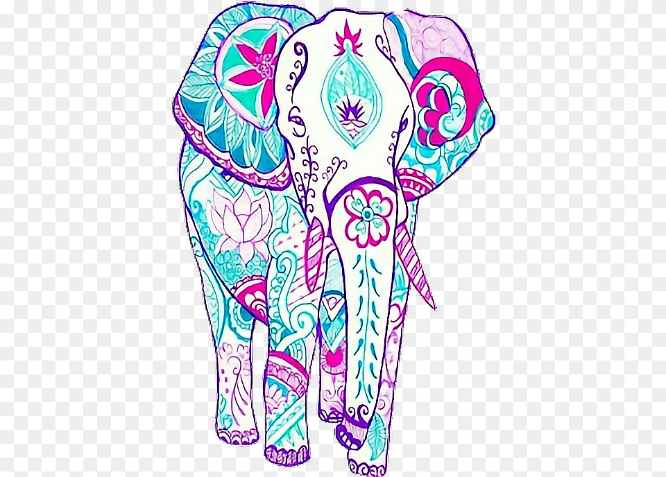 Elephant Elefante Kawaii Animals Tumblr Indian Lilly Pulitzer Backgrounds Elephant, Animal, Wildlife, Mammal, Adult Png Image