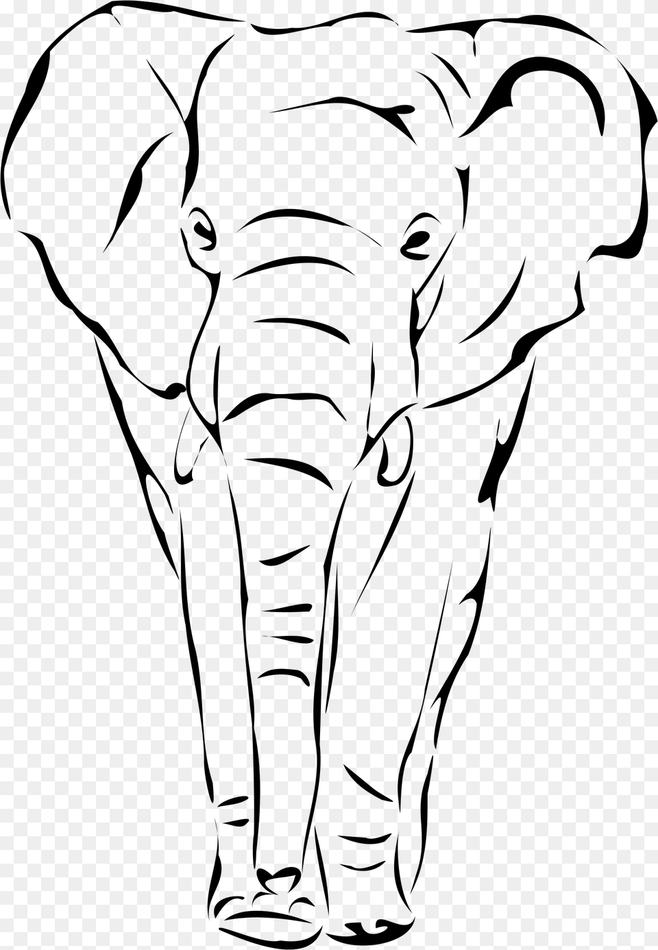 Elephant Face Drawing At Getdrawings Elephant Head On Outline, Gray Free Png Download