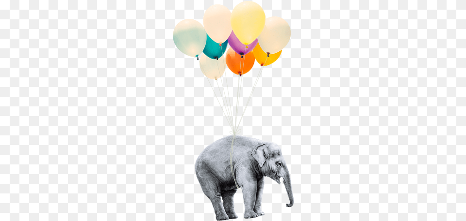 Elephant Flying On Balloons, Balloon, Animal, Mammal, Wildlife Png Image