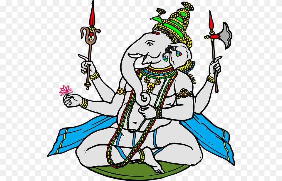 Elephant Ganesha Indian Hindu God Religion Religion India, Art, Baby, Person, Weapon Free Transparent Png