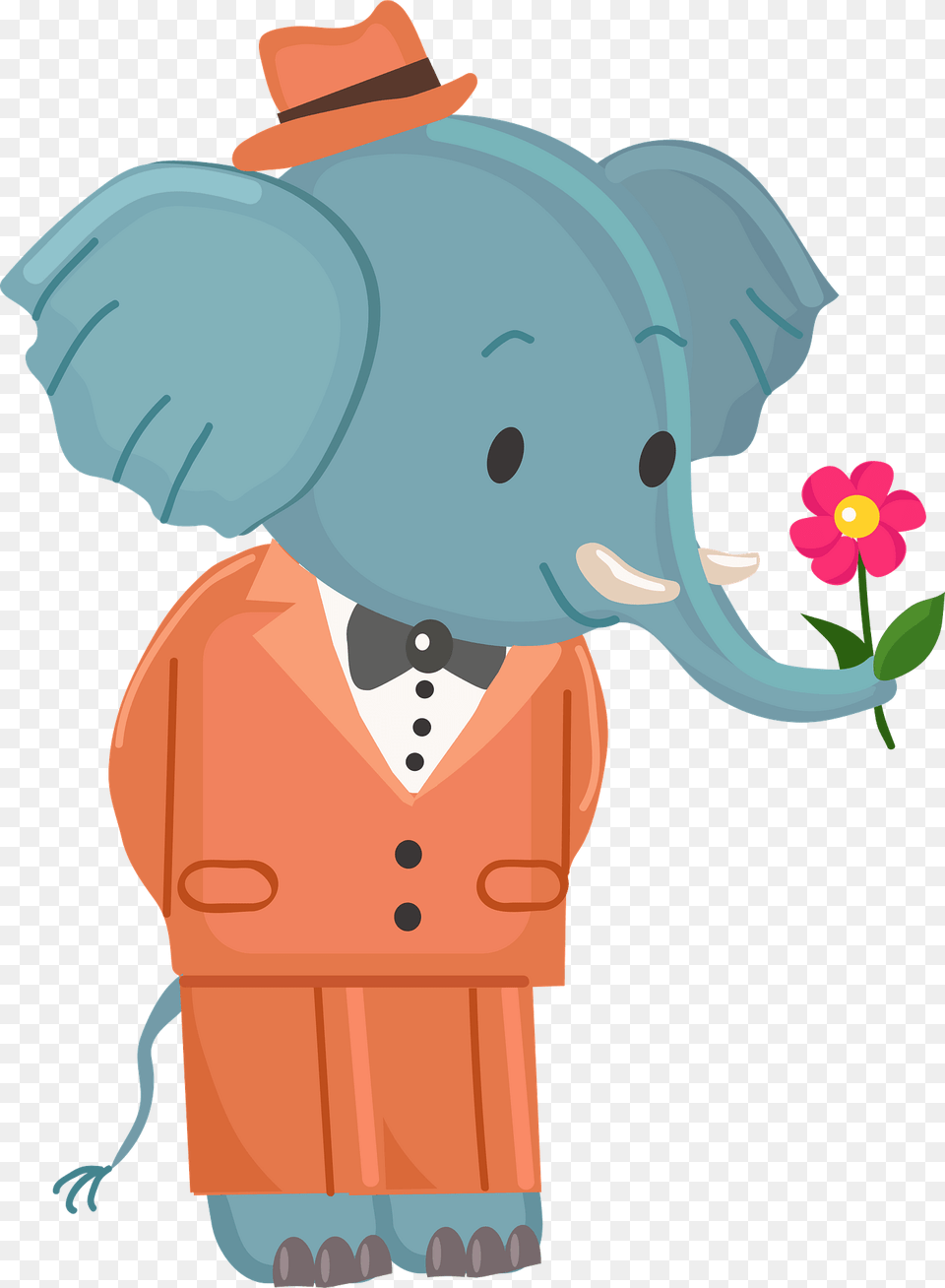 Elephant In Suit With Flower Clipart, Baby, Person, Animal, Mammal Png