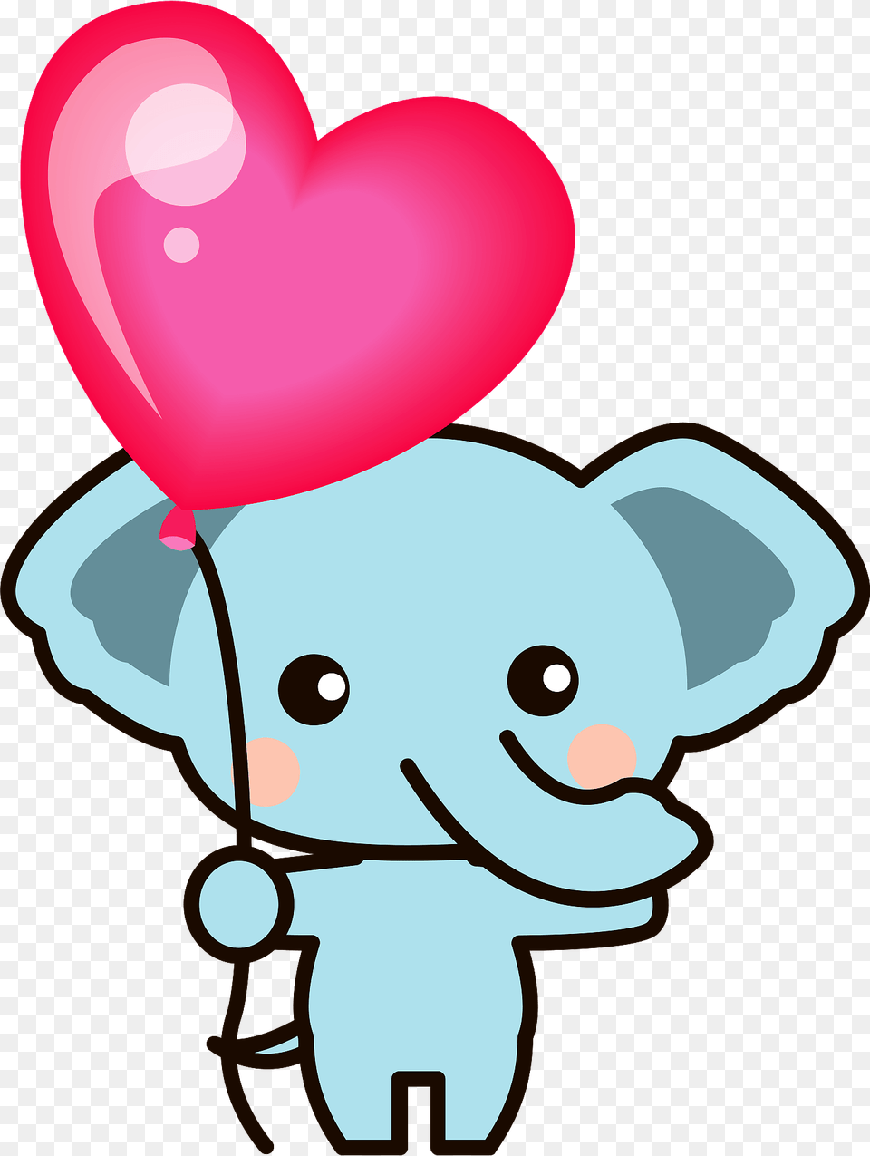 Elephant Is With Heart Shaped Balloon Clipart Free Png