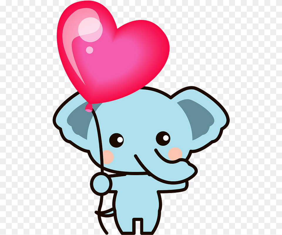 Elephant Is With Heart Shaped Balloon Clipart Download Luftballons Clipart, Cupid Free Png