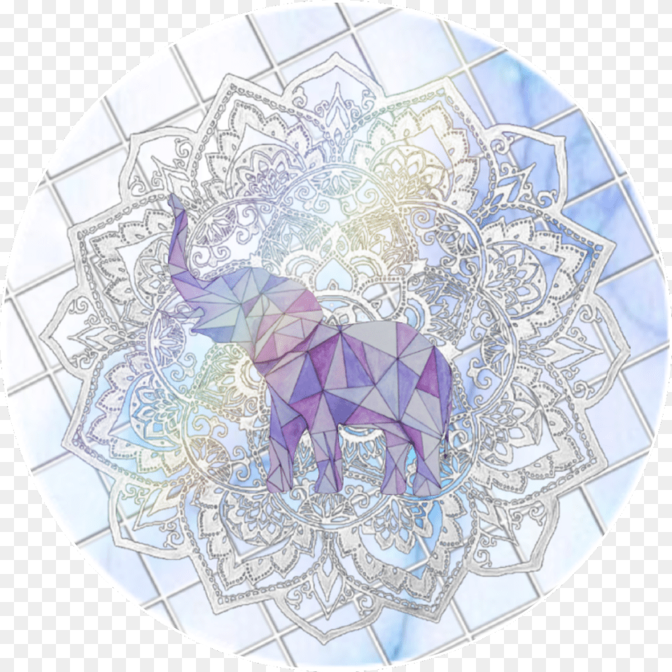 Elephant Mandala Blue Purple Geometric Picsart Mandala Overlay, Art, Plate, Pattern Free Png Download