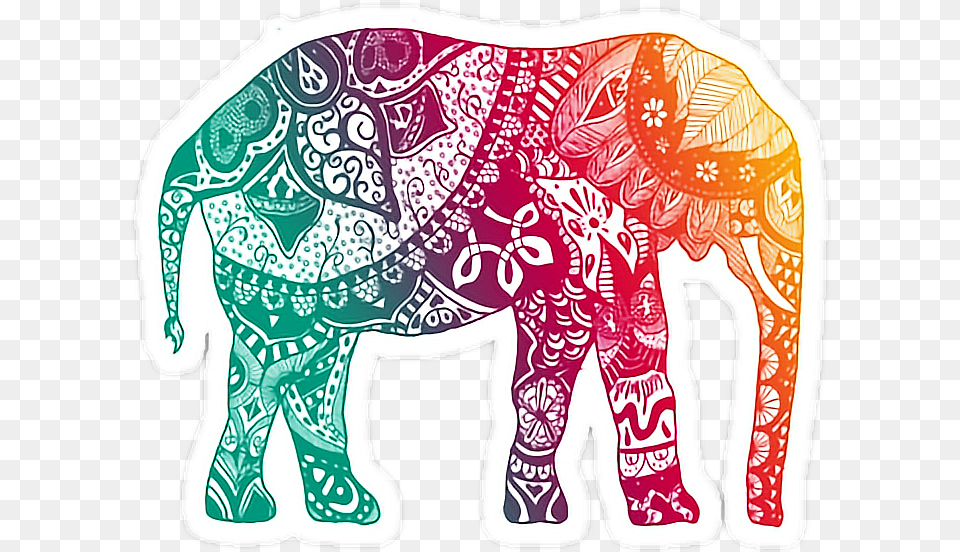 Elephant Mandala Color Rainbow Elephant Mandala, Animal, Mammal, Wildlife, Art Free Png