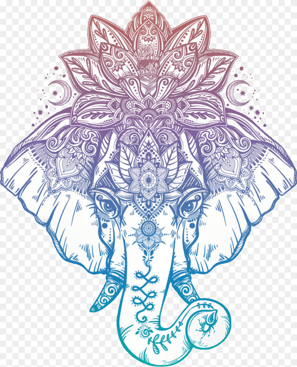 Elephant Mandala Crescent Lotus Crown Lotuscrown Elephant Mandala, Art, Doodle, Drawing, Pattern Png