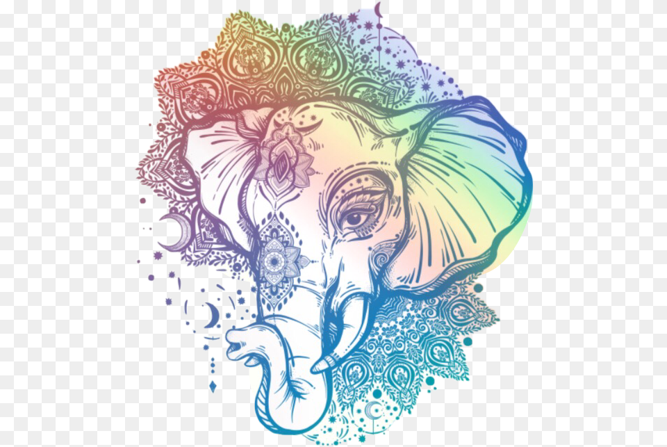 Elephant Mandala Tumblr Mandala Elephant Tattoo, Art, Graphics, Doodle, Drawing Free Transparent Png