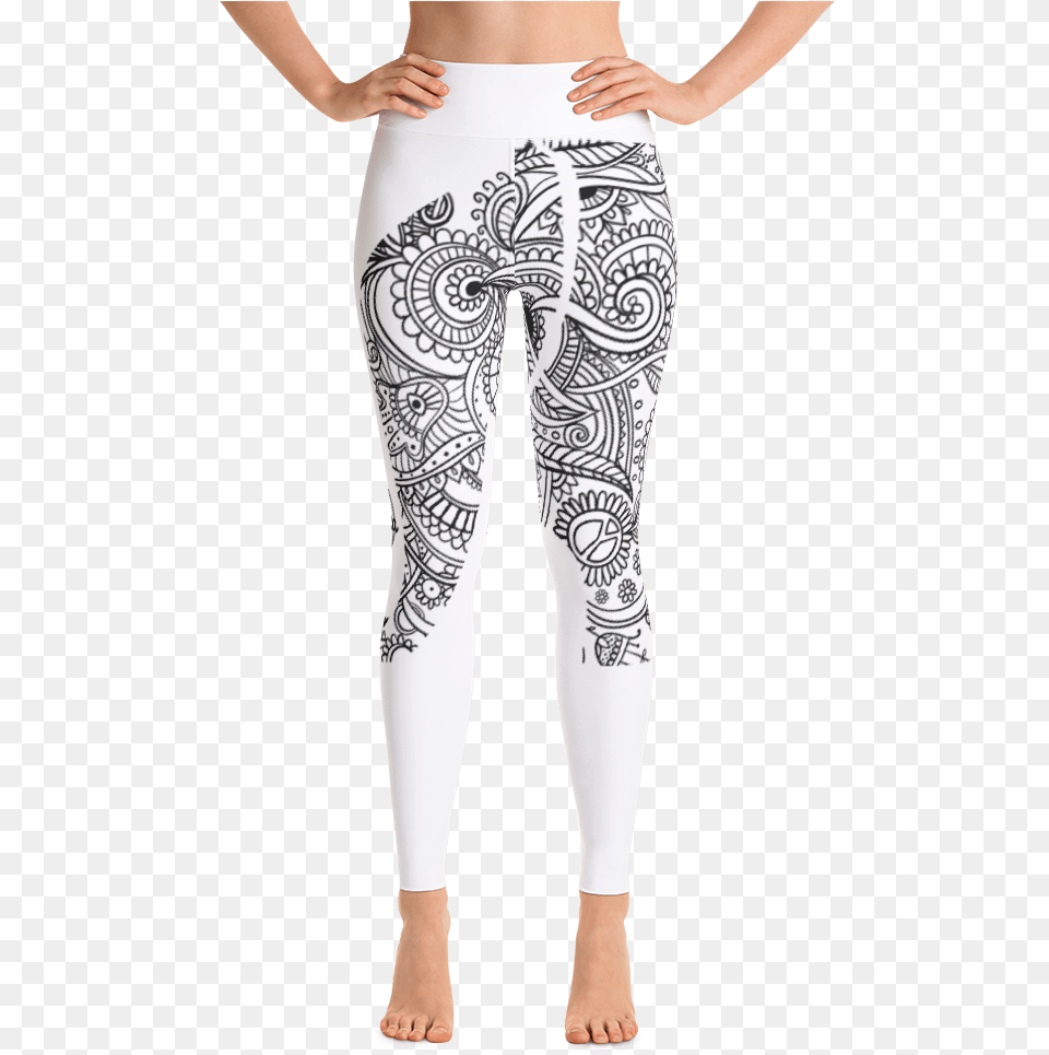 Elephant Mandala White Yoga Leggings, Clothing, Hosiery, Tights, Pants Free Png