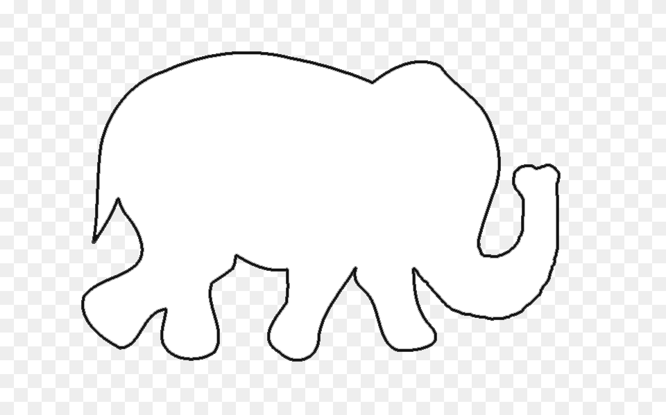 Elephant Outline Trunk Up, Silhouette, Stencil, Animal, Wildlife Png