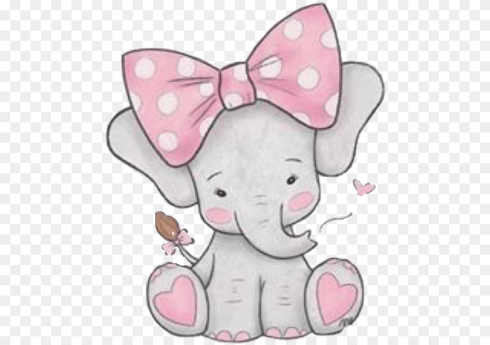 Elephant Pink Grey Gray Cute Baby Bow Hearts Girl Pink Baby Elephant Clipart, Accessories, Formal Wear, Tie Free Transparent Png