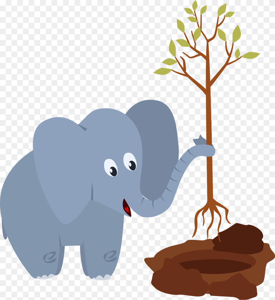 Elephant Planting A Tree Clipart, Animal, Mammal, Wildlife, Bear Free Png Download