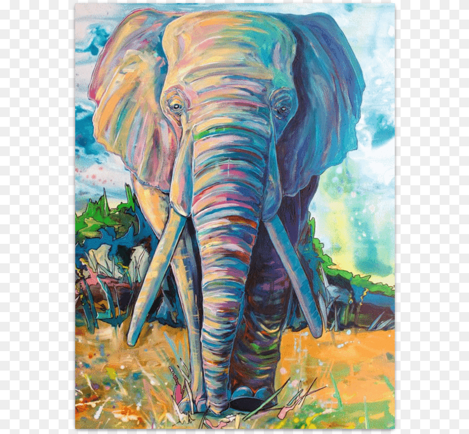 Elephant Poster Elephant Painting In Oil Pastels, Art, Animal, Wildlife, Mammal Png Image