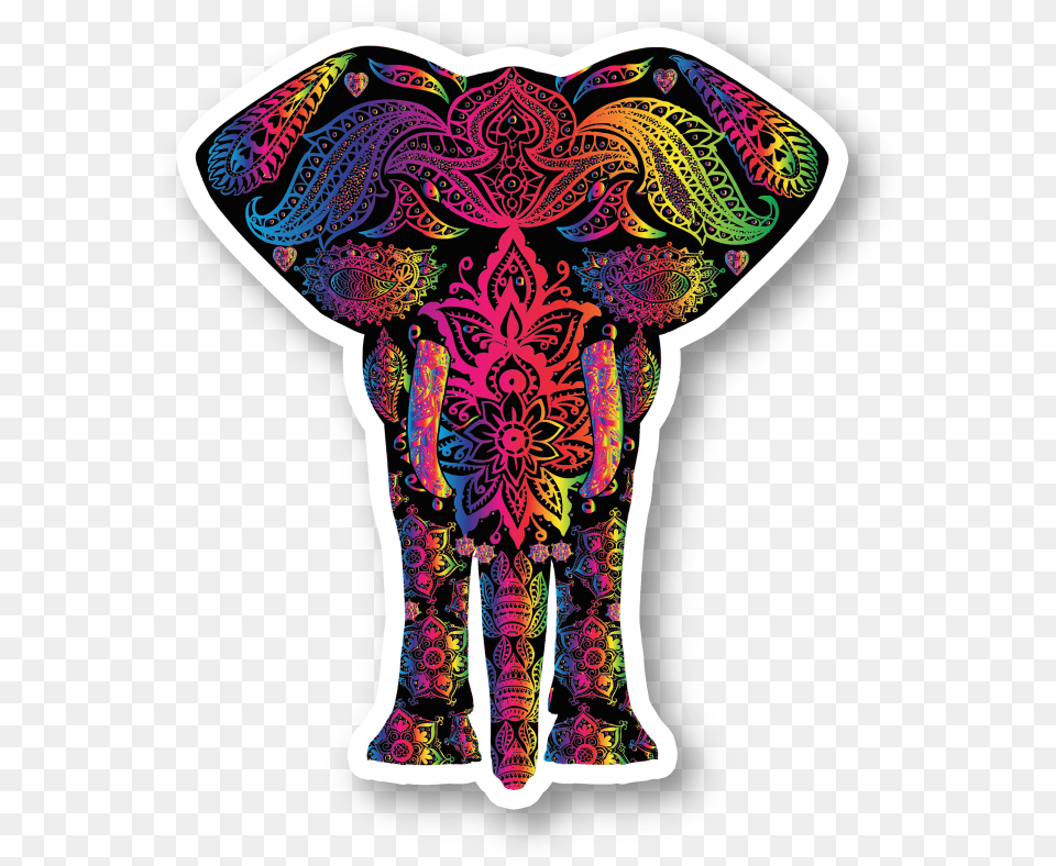 Elephant Psychedelic Pattern Vinyl Sticker Colorful Elephant Clipart, Art, Animal, Mammal, Wildlife Free Png Download