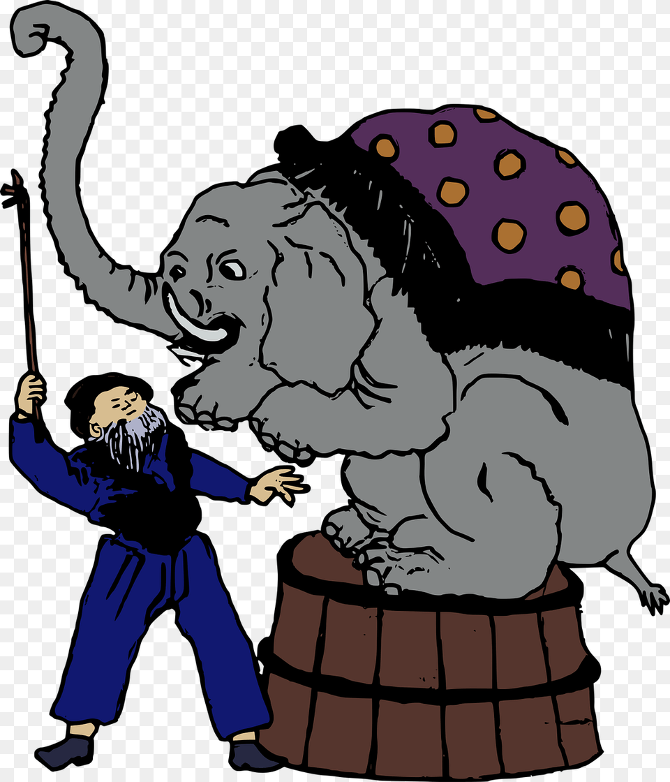 Elephant Trainer Clipart, Book, Comics, Publication, Baby Free Png Download