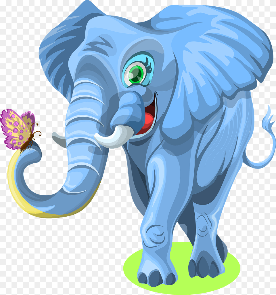 Elephant With Butterfly Clipart, Animal, Mammal, Wildlife Free Transparent Png