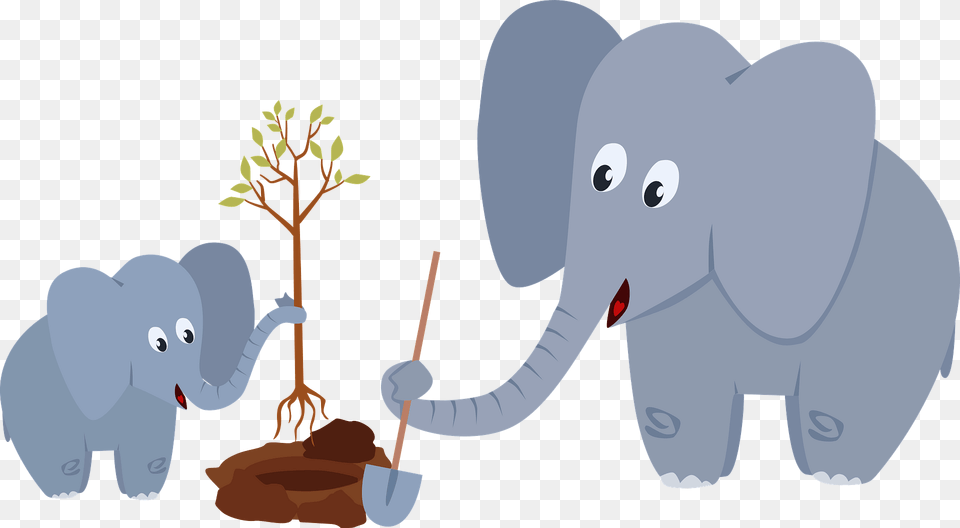 Elephants Planting A Tree Clipart, Animal, Elephant, Mammal, Wildlife Free Png Download