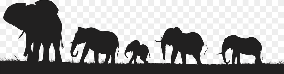 Elephants Silhouette Clip Art Image Elephants Silhouette Clipart, Animal, Elephant, Mammal, Wildlife Free Png
