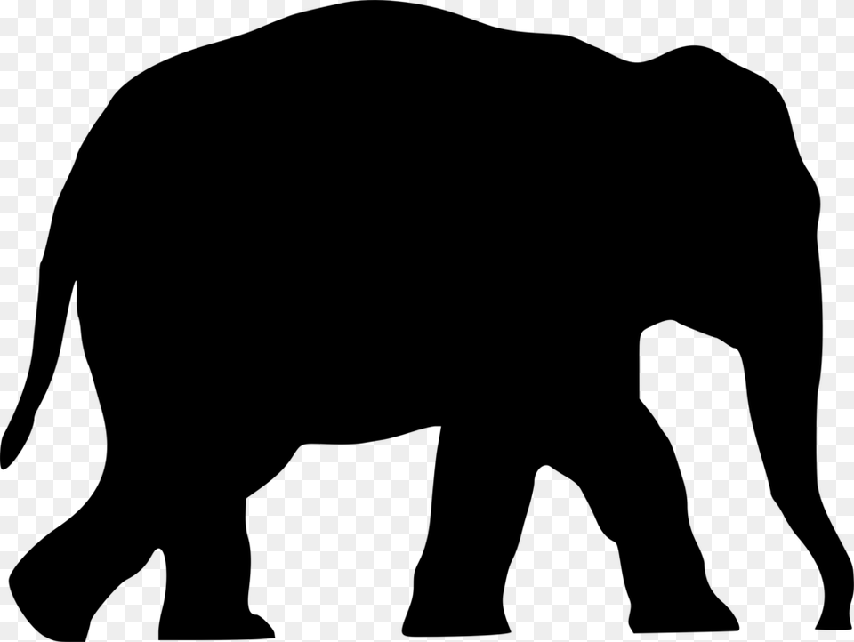 Elephants Silhouette Drawing African Elephant Hippopotamus, Gray Free Png Download