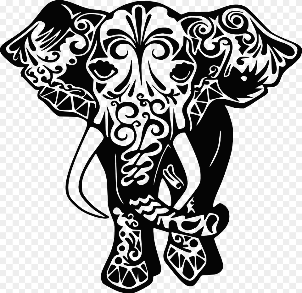 Elephants Svg Tribal Mandala Svg Elephant, Stencil, Art, Drawing, Person Free Png Download