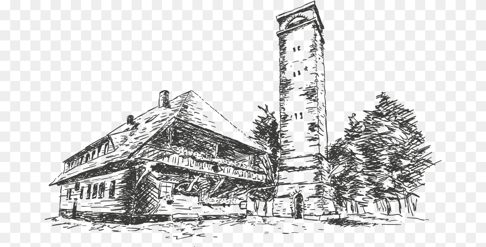 Elevation House Tree Bach Hut Illustration Cottage Sketch, Art, Drawing Png Image