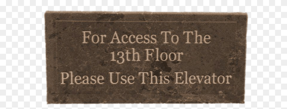 Elevator Sign 13th Floor, Gravestone, Tomb, Blackboard, Plaque Png Image