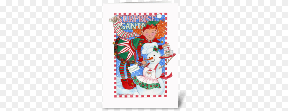 Elf Amp Snowman Surprise For Santa Greeting Card Elf U Des Schneemanns Berraschung Fr Sankt Karte, Nature, Outdoors, Winter, Snow Png