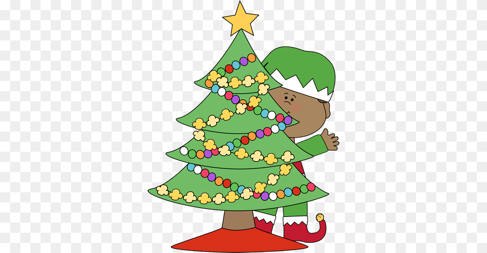 Elf Behind A Christmas Tree Elf Christmas Tree Clipart, Christmas Decorations, Festival, Symbol, Birthday Cake Png