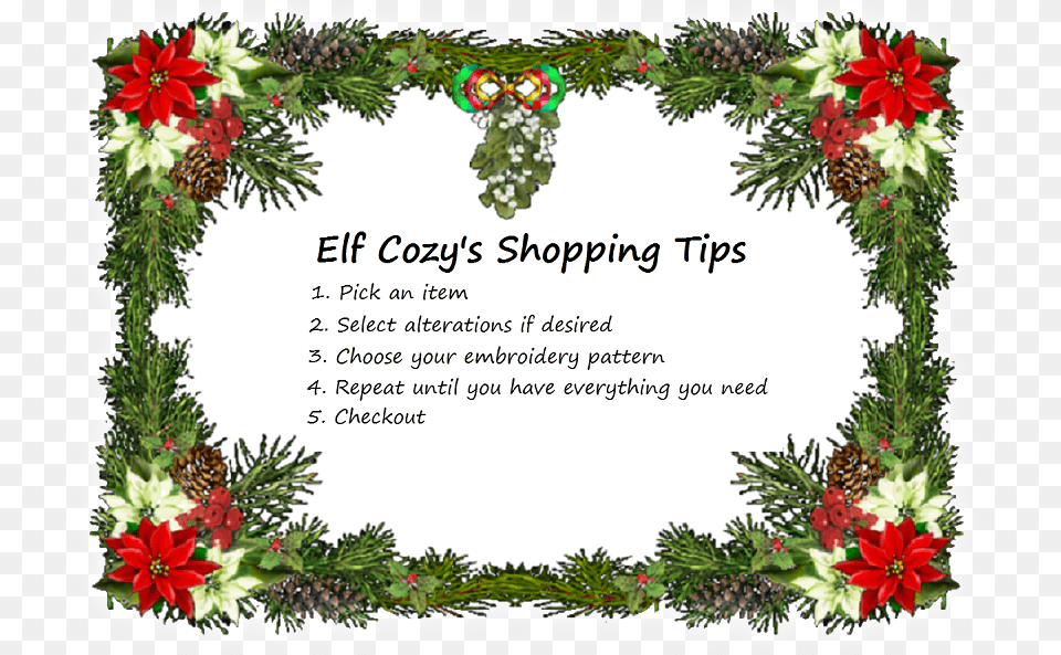 Elf Cozy S Shopping Tips Christmas Border For Cards, Art, Pattern, Graphics, Floral Design Png