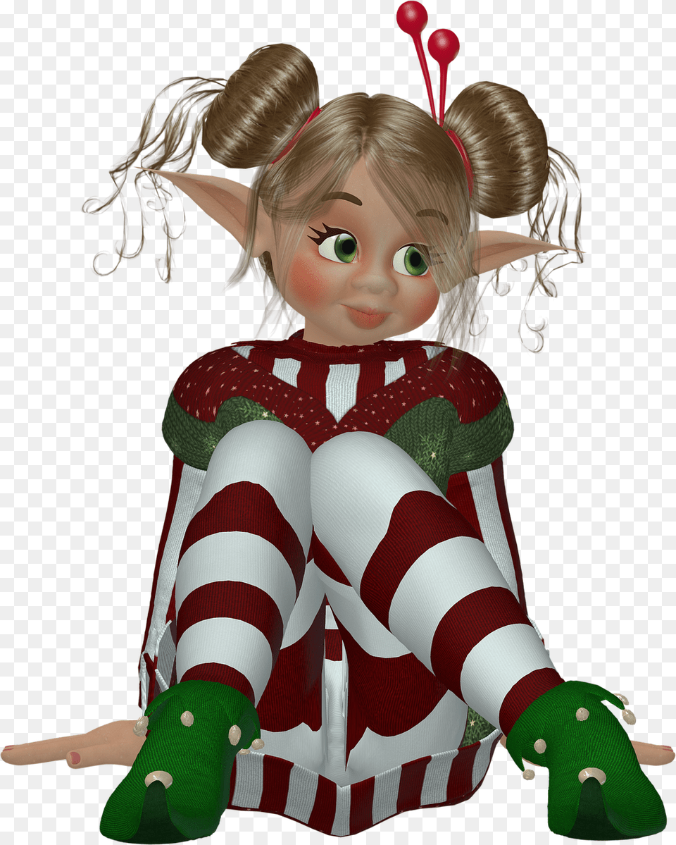 Elf Elves Pixie Christmas Holiday Xmas Character Pixabay Elf, Doll, Toy, Face, Head Free Png