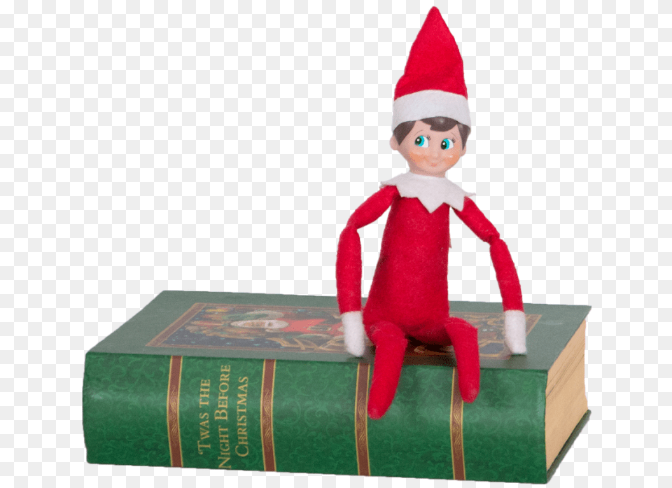 Elf On Book Christmas Elf, Baby, Person, Face, Head Png Image