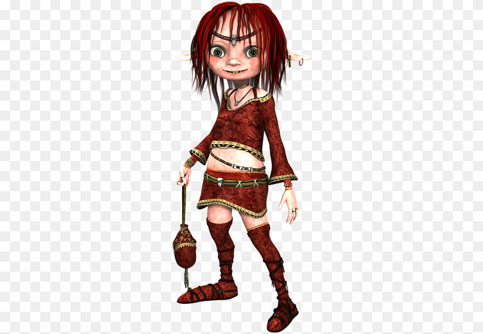 Elf Purse Smiling Funny Red Hair Bag 3d Portable Network Graphics, Book, Clothing, Comics, Costume Free Transparent Png