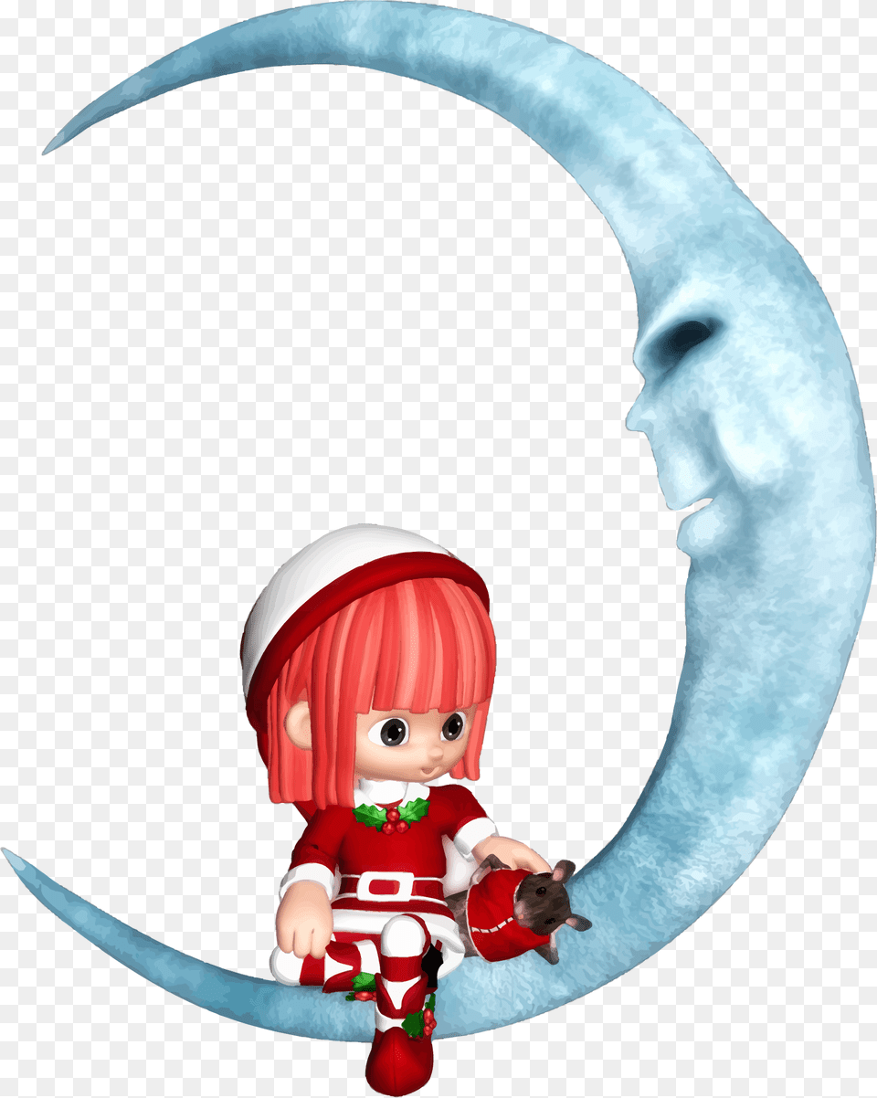 Elf Sitting On Crescent Moon Icons, Baby, Person, Face, Head Free Transparent Png