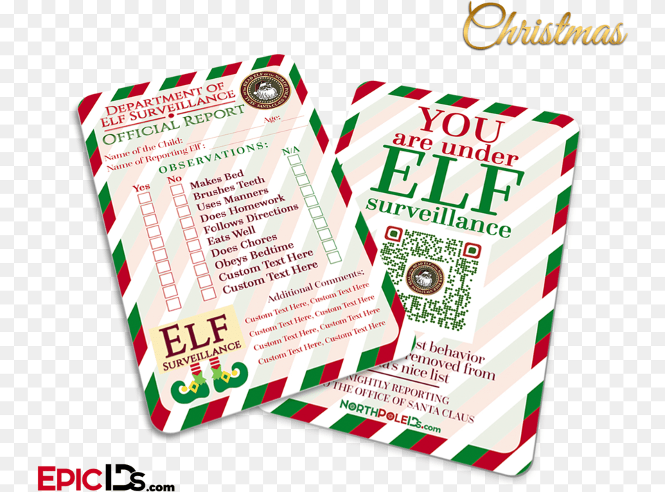 Elf Surveillance Personalized Elf On The Shelf Id, Advertisement, Poster, Text, Qr Code Png