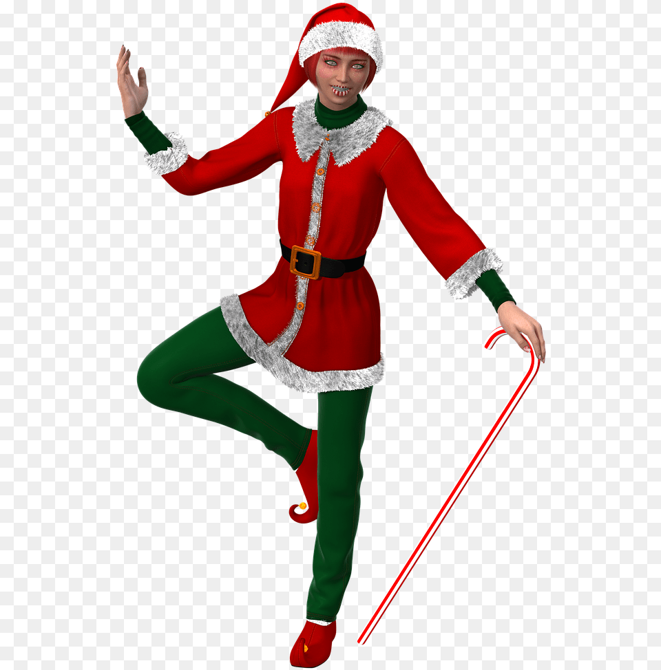 Elf Woman Christmas Christmas Elf Christmas Elf, Clothing, Costume, Person, Adult Free Transparent Png