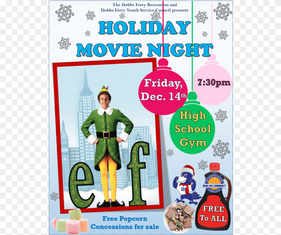 Elf Will Ferrell Elf Poster, Advertisement, Adult, Person, Man Free Transparent Png