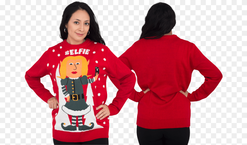 Elfie Hashtag Elf Women S Full Body With Snowflakes Christmas Jumper, Adult, T-shirt, Sweatshirt, Sweater Free Png