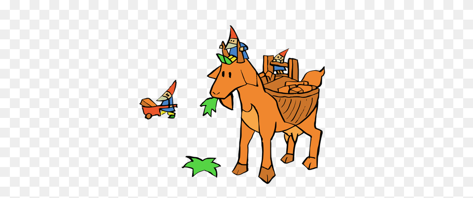 Elfs And Goat, Cartoon, Person, Art Png Image