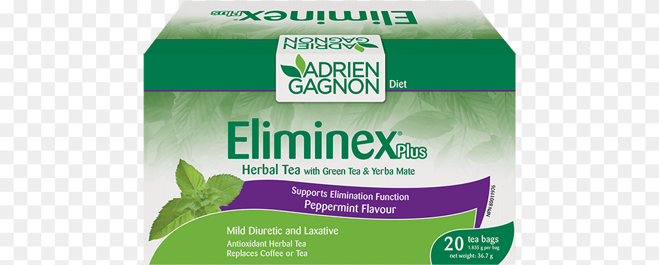 Eliminex Plus Herbal Tea With Green Tea Amp Yerba Mate Adrien Gagnon Eliminex Plus Herbal Tea Peppermint Flavour, Herbs, Plant, Beverage, Green Tea Png