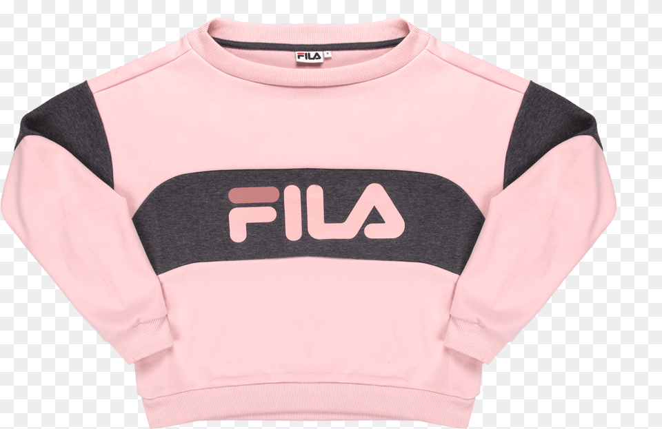 Elin Crew Sweat Pink Fila Women Sweater Shit, Clothing, Knitwear, Sweatshirt, Long Sleeve Png Image