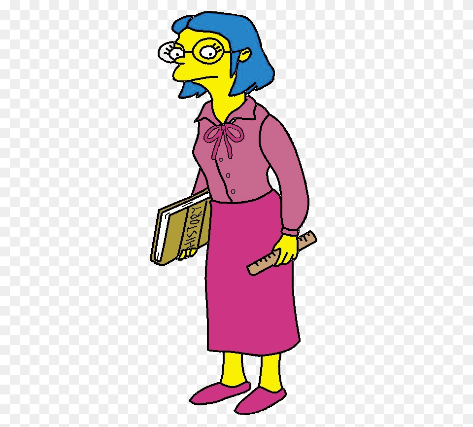 Elizabeth Hoover Blue Hair Bart And Family, Baby, Person, Cartoon, Publication Free Transparent Png