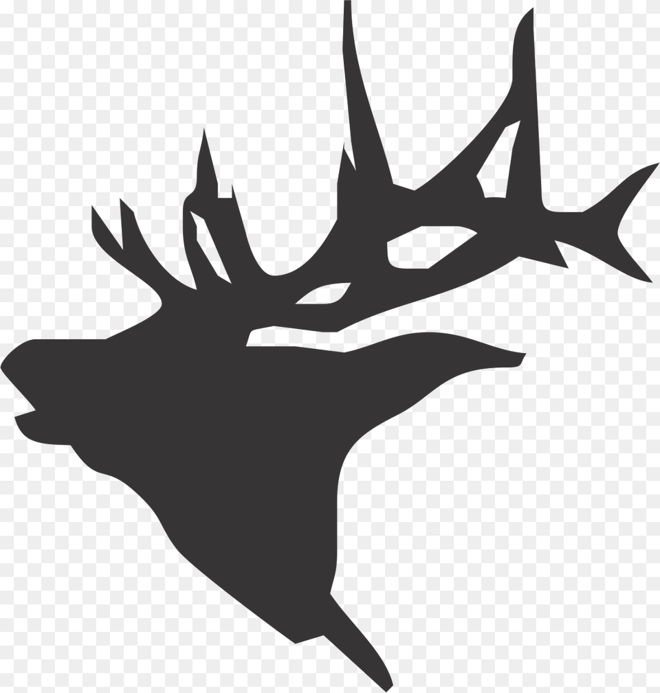 Elk Head Silhouette Clip Art Logo, Antler, Animal, Mammal, Deer Free Png Download