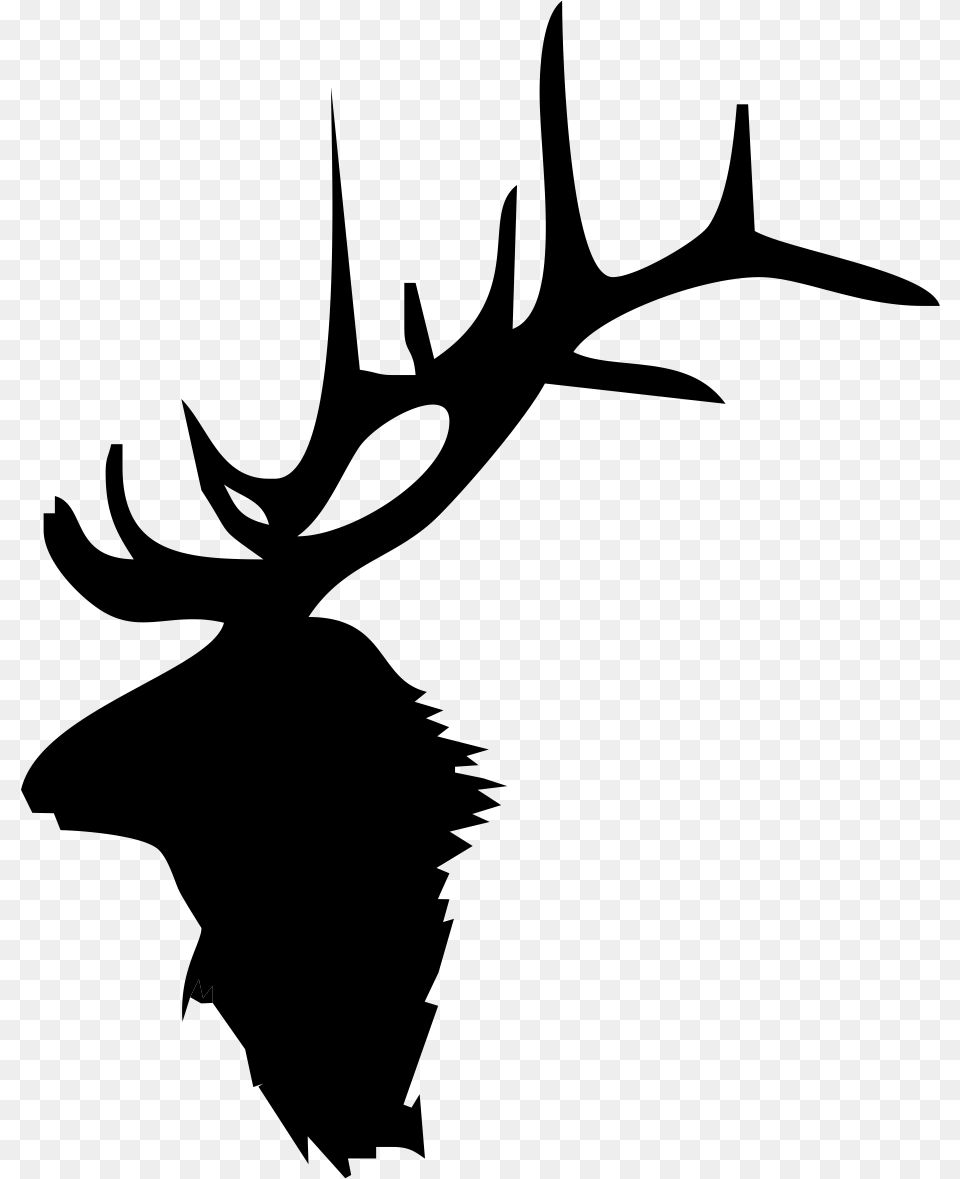 Elk Head Silhouette Elk Antlers Clip Art, Antler, Animal, Mammal, Deer Png